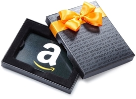 Amazon Gift Card in Black Box With Bow